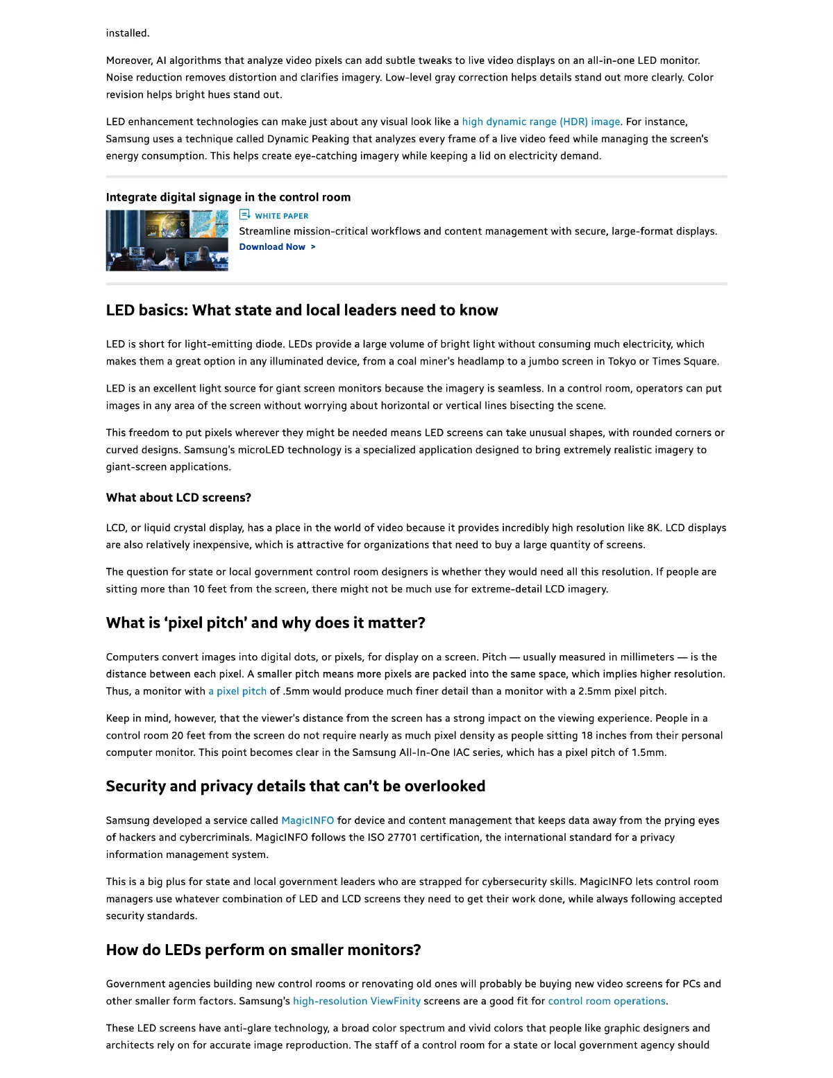 All-in-one LED screens simplify modern control room design for state and local governments — page 2