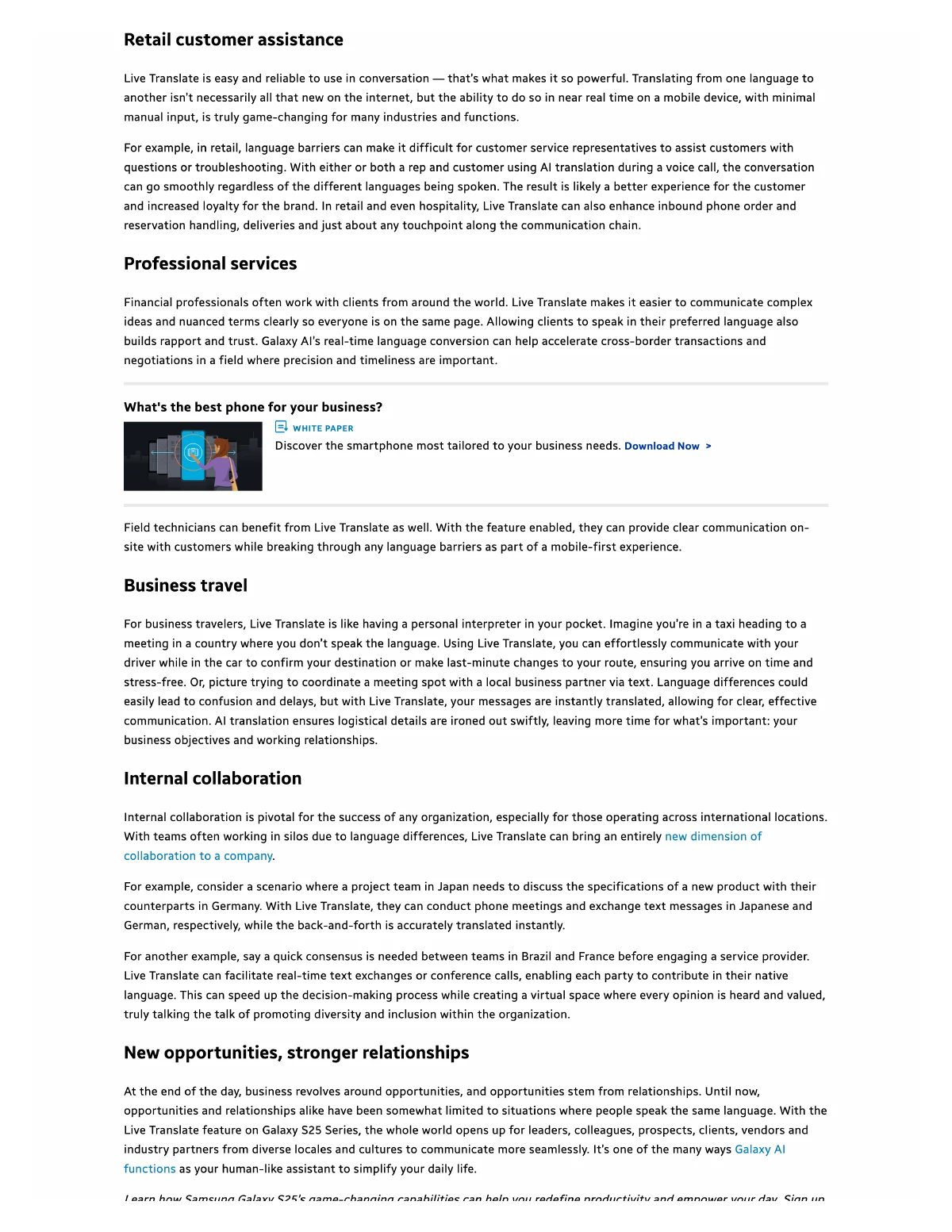 Borderless business communication with Galaxy AI — page 2, part 1